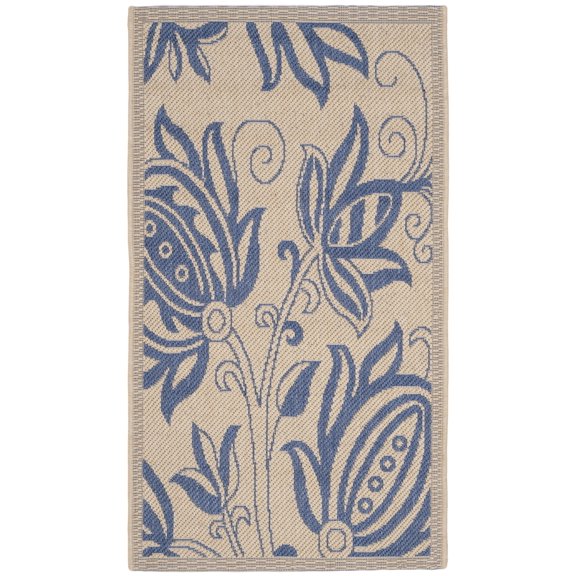 Safavieh Courtyard Crystal Floral Indoor/Outdoor Area Rug, Natural/Blue, 2' x 3'7"