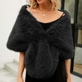 thumbnail image 4 of XMMSWDLA Long Wedding Faux Fur Wraps and Shawls Wedding Bridal for Brides and Bridesmaids Black formal Shawl, 4 of 6