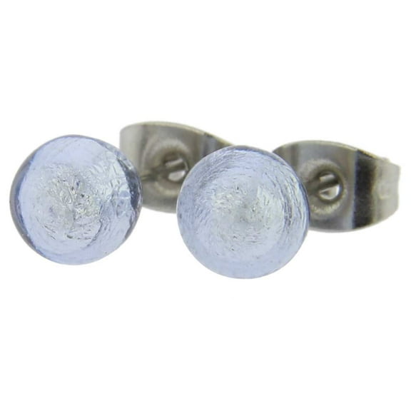 GlassOfVenice Murano Glass Tiny Stud Earrings - Silver Ice