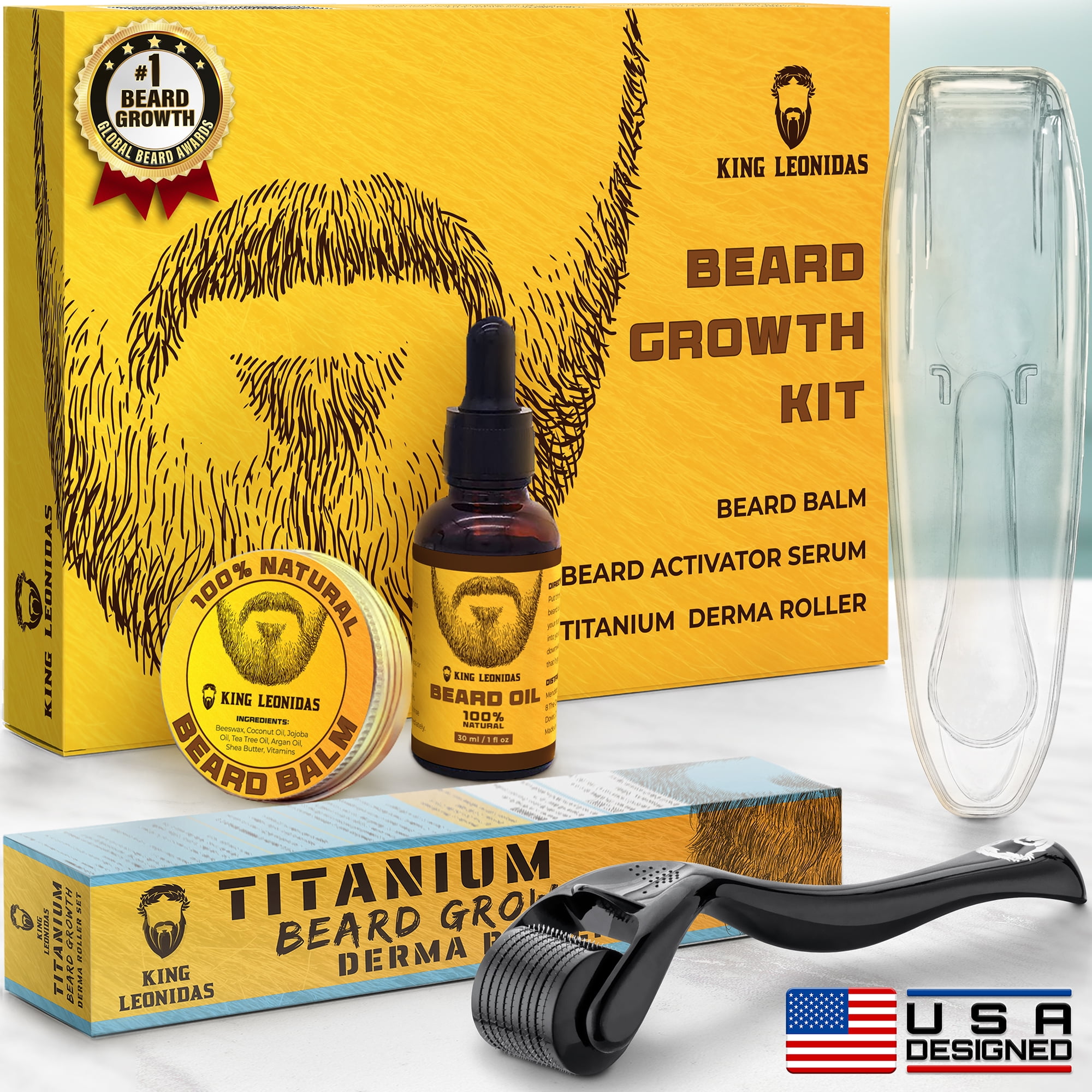 Beard Growth Complete Grooming Kit for Men W/ 540 MicroNeedles Derma