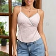 thumbnail image 2 of WEIWEN Womens Spaghetti Strap Tank Top Lace Wrap Deep V Neck Cropped Tops for Women Coquette Camisole Going Out Cami Shirts tx02-Red, L, 2 of 4