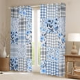 thumbnail image 2 of Erosebridal Floral Plaid Curtains Pack of 2 (42x84 Each) for Girls, Blue Checkered Curtains Blackout, 2 of 6