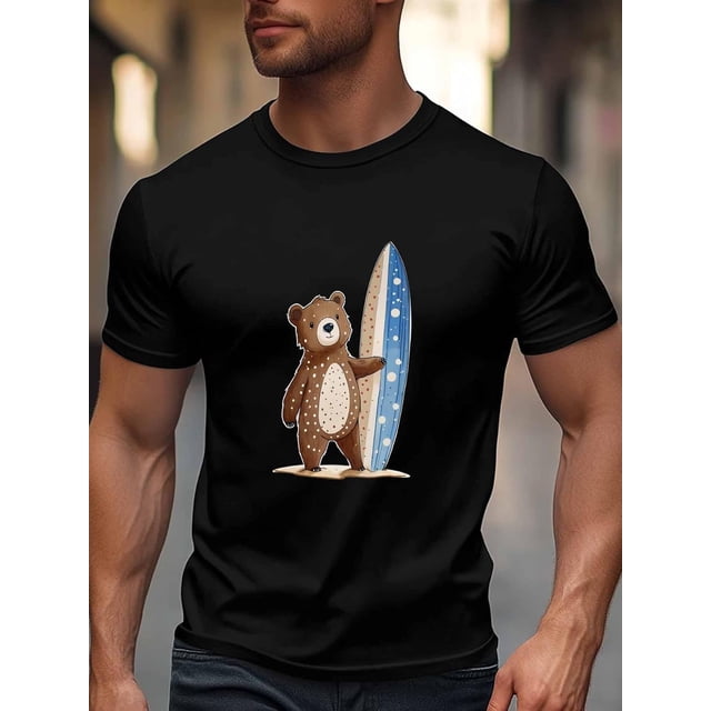 Men's T-Shirt,Short Sleeve Tee Shirt Casual Tops Brown Bear Crew Neck T Shirts for Men