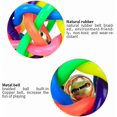 thumbnail image 3 of Pet Chew Toys Dog Rainbow Bouncy Rubber Balls With Bell For Teeth Cleaning, 3 of 4