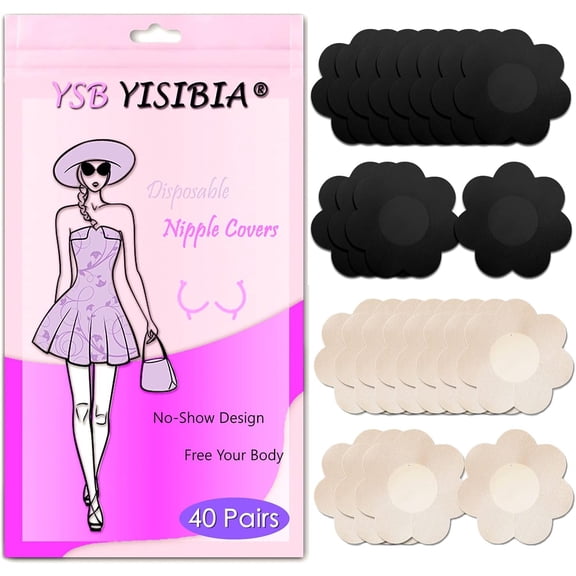 40 Pairs Nipple Covers For Women Disposable Invisible & Natural Satin Nipple Stickers Petals Breast Pasties
