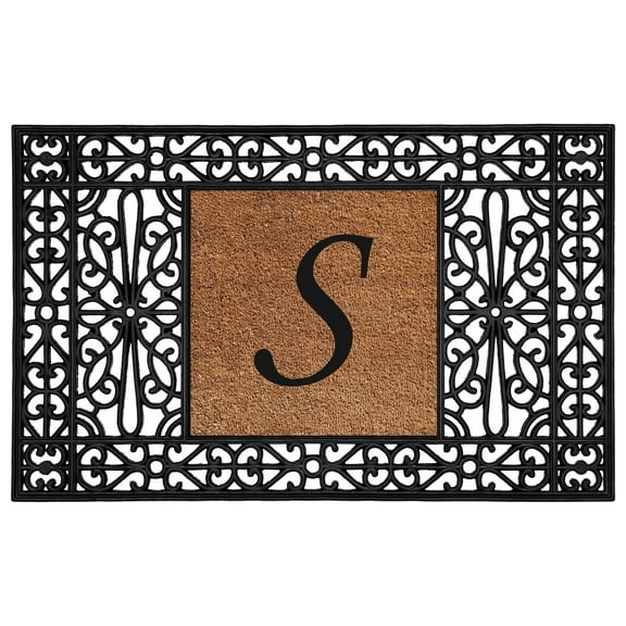 Calloway Mills 104103048S 30 x 48 in. Duchess Monogram Rectangular Doormat, Black & Natural - Letter S