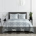 thumbnail image 2 of Lanco Beige Navy 3 Piece Quilt Set, Bed Size Queen , Microfiber Double Pinsonic Quilting , Bedspread Sets for All Season, 2 of 8
