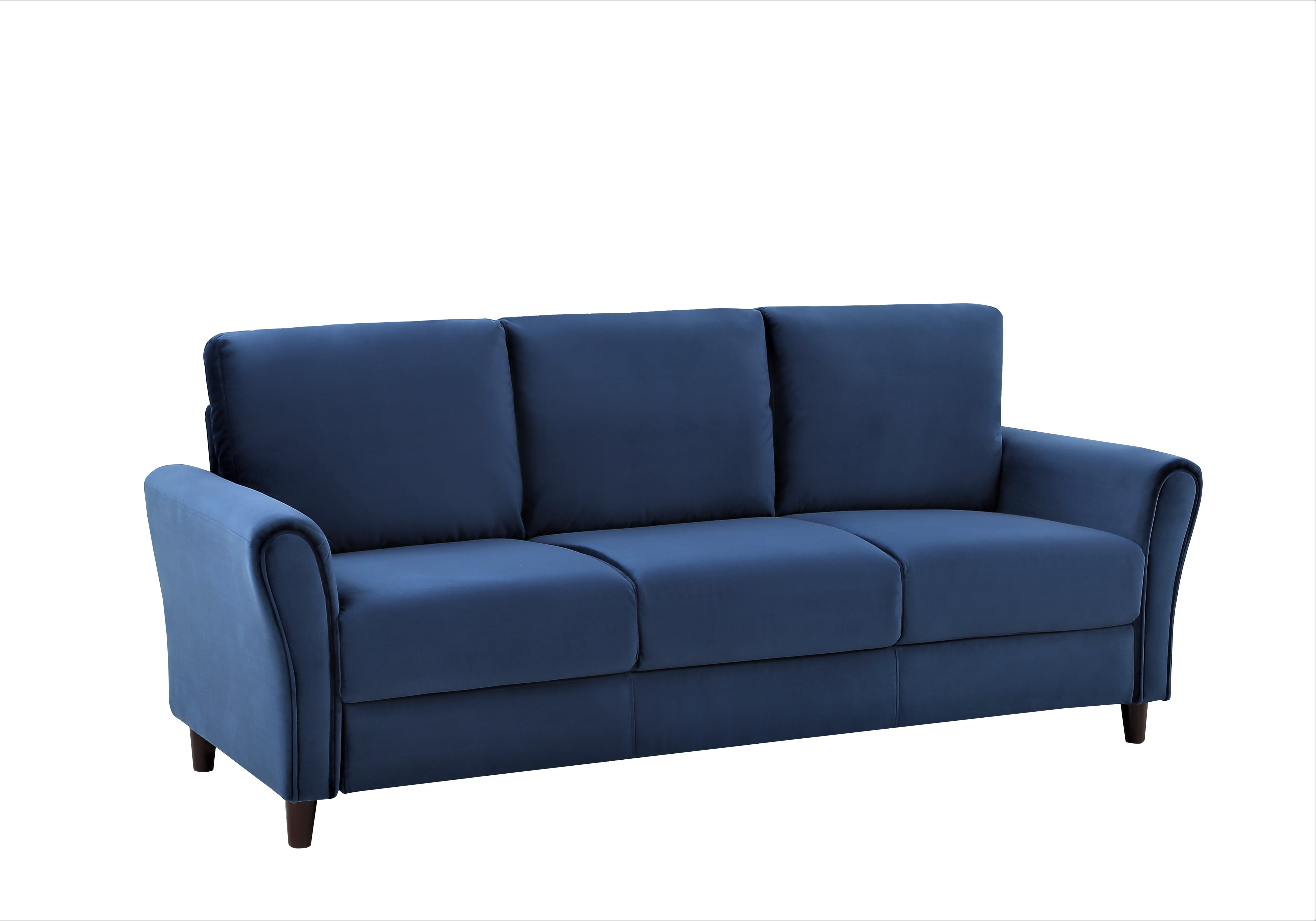 Uspridefurniture Corel 80.31" Flared Arm Dark Blue Velvet Sofa