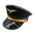 thumbnail image 3 of Sombrero de cornisa grande para aerolínea, sombrero de avión, accesorio ajustable para disfraz de Cosplay, negro jinwen Gorra de aviación, 3 of 8