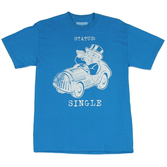 Monopoly Mens T-Shirt - Status Single Distressed Pennybags Car Image (Large)