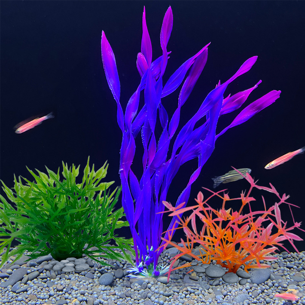 XKDOUS Fish Tank Decorations Plants, 11pcs Aquarium Decorations Plants, Fish Aquarium Decor Artificial Plant, Fish Aquarium Accessories