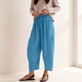 thumbnail image 4 of QIYAGBSA Women's Striped Pants Relaxed Wide Leg Drawstring Waist Summer Casual (Light Blue, 2XL), 4 of 5