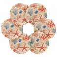 thumbnail image 7 of Yayeee 6 PCS Drink Coasters with Holder Set Woven Absorbent Round Tabletop Hot Pad, Blue Starfish, 7 of 7