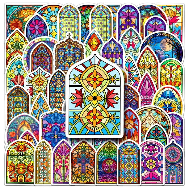 Pegatinas para vitrales, 50 unidades, diseño gótico