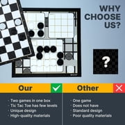 Queensell Large Checkers Board Game & 3Tic Tac Toe Game for Kids and Adults