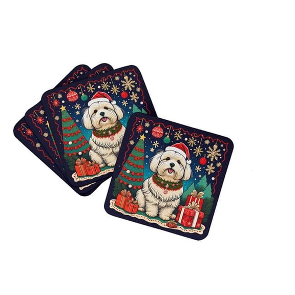 0.15 x 3.5 x 3.5 in. Coton De Tulear Christmas Foam Coasters - Set of 4