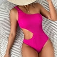 thumbnail image 2 of Edvintorg Women's Swimsuits Sexy One Shoulder One Piece Bathing Suits Solid Color High Cut Swimsuit Slimming Swimwear, 2 of 7