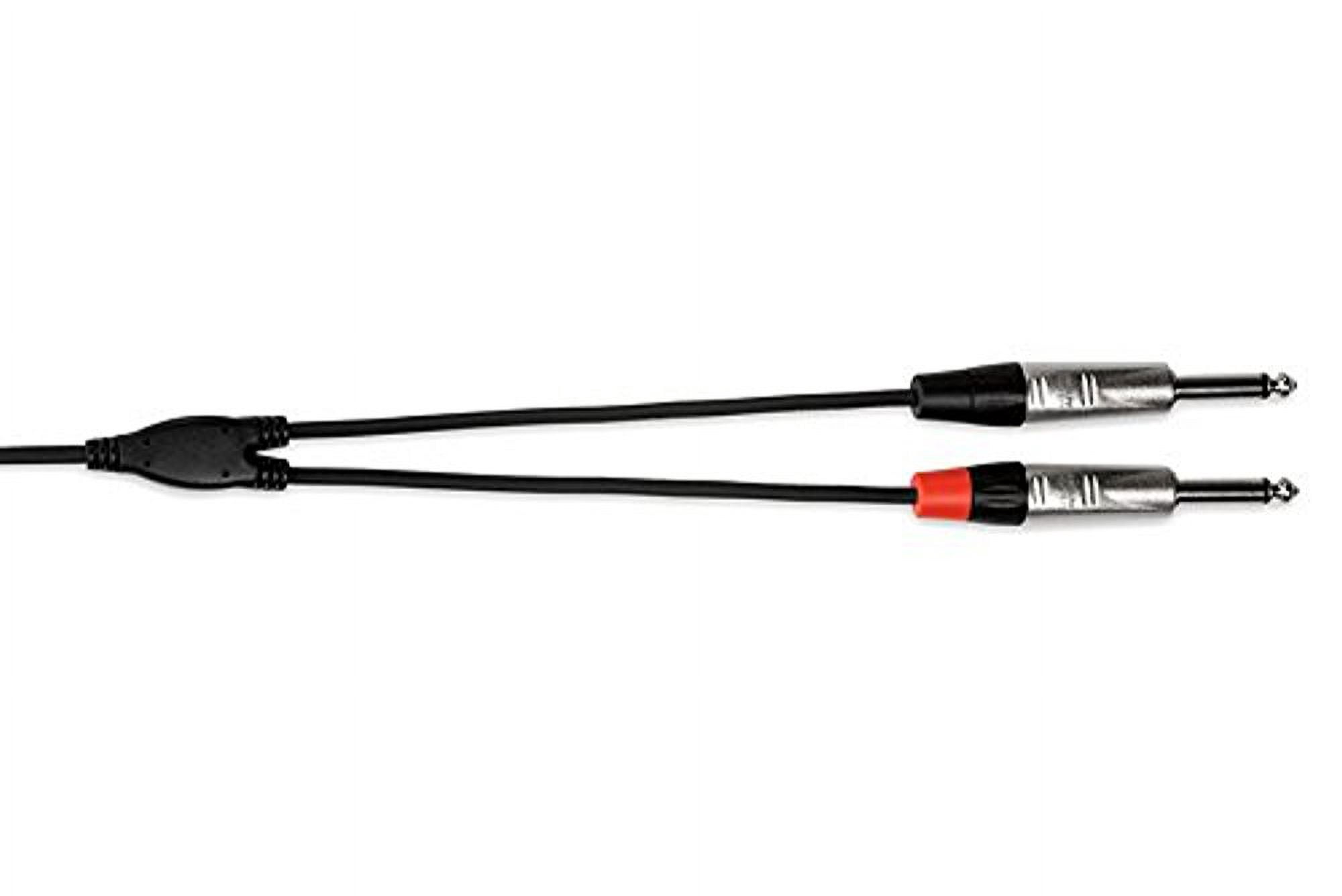 hosa hmp-006y rean 3.5 mm trs to dual 1/4 inch ts pro stereo breakout cable, 6 feet cable length, 24 awg oxygen-free copper (ofc) conductors for enhanced signal clarity