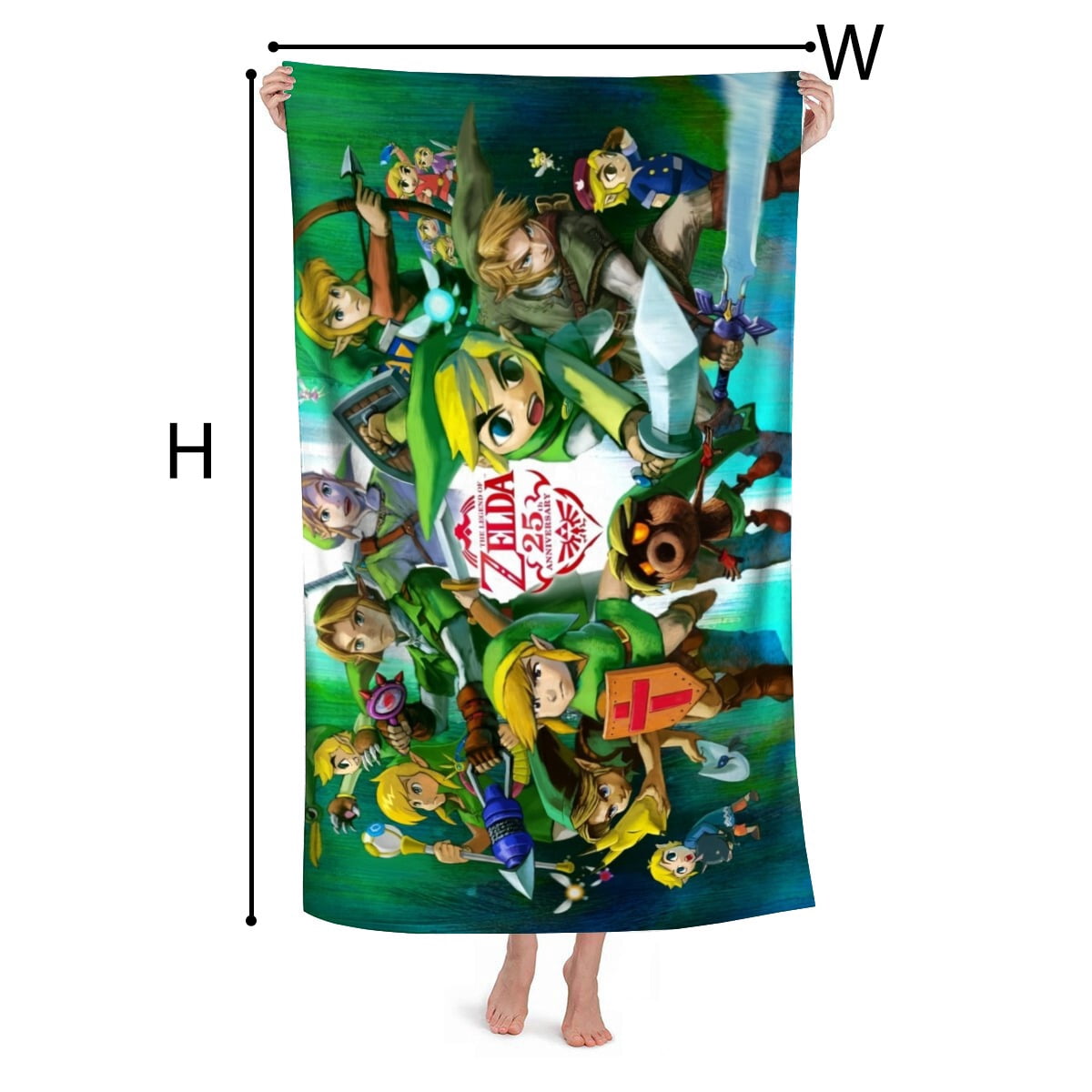 The Legend of Zelda Beach Towel Microfiber Absorbent Soft Pool Bath Towel for Adult Boys Girls Quick Dry Lightweight 30.7"X63"