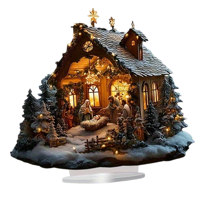 Adorno acrílico 2D con base, accesorios fotográficos decorativos 2D, decoración de escritorio, decoración de mesa para el hogar, estante, vacaciones, Jesús