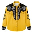 thumbnail image 4 of Western Cowboy Shirts for Men Carnival Long Sleeve Button Down Lapel Top Casual Stylish Comfortable Mens Shirt Yellow M, 4 of 4