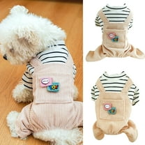 Walbest Dog Overalls Pet Clothes with Pocket Dog Outfits Jumpsuit Shirt Top with Overalls Puppy Clothes Dog Costume Beige Pants Jumpsuit for Small Dog