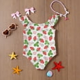 thumbnail image 6 of Abcomgle Kids One Piece Swimsuit Girls Ruffled Stretchy One Piece Swimsuit for Girls Cute Strawberry Graphic Girls Swimwear, 6 of 7