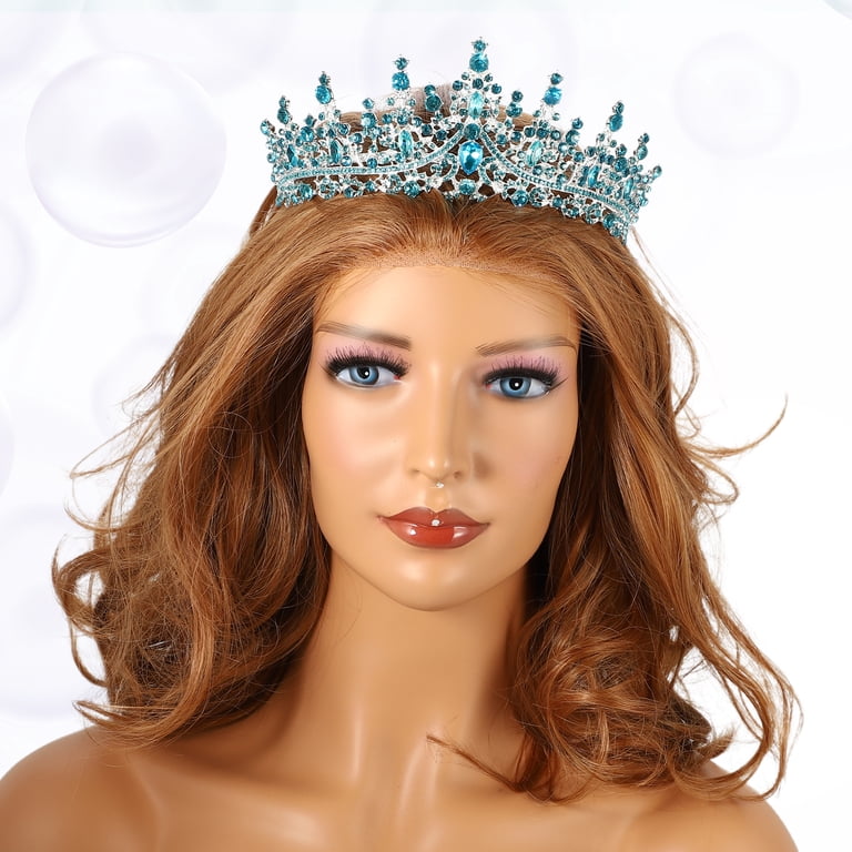 Unique Bargains Lake Blue Crystal Tiara Crown with Combs  display picture 1