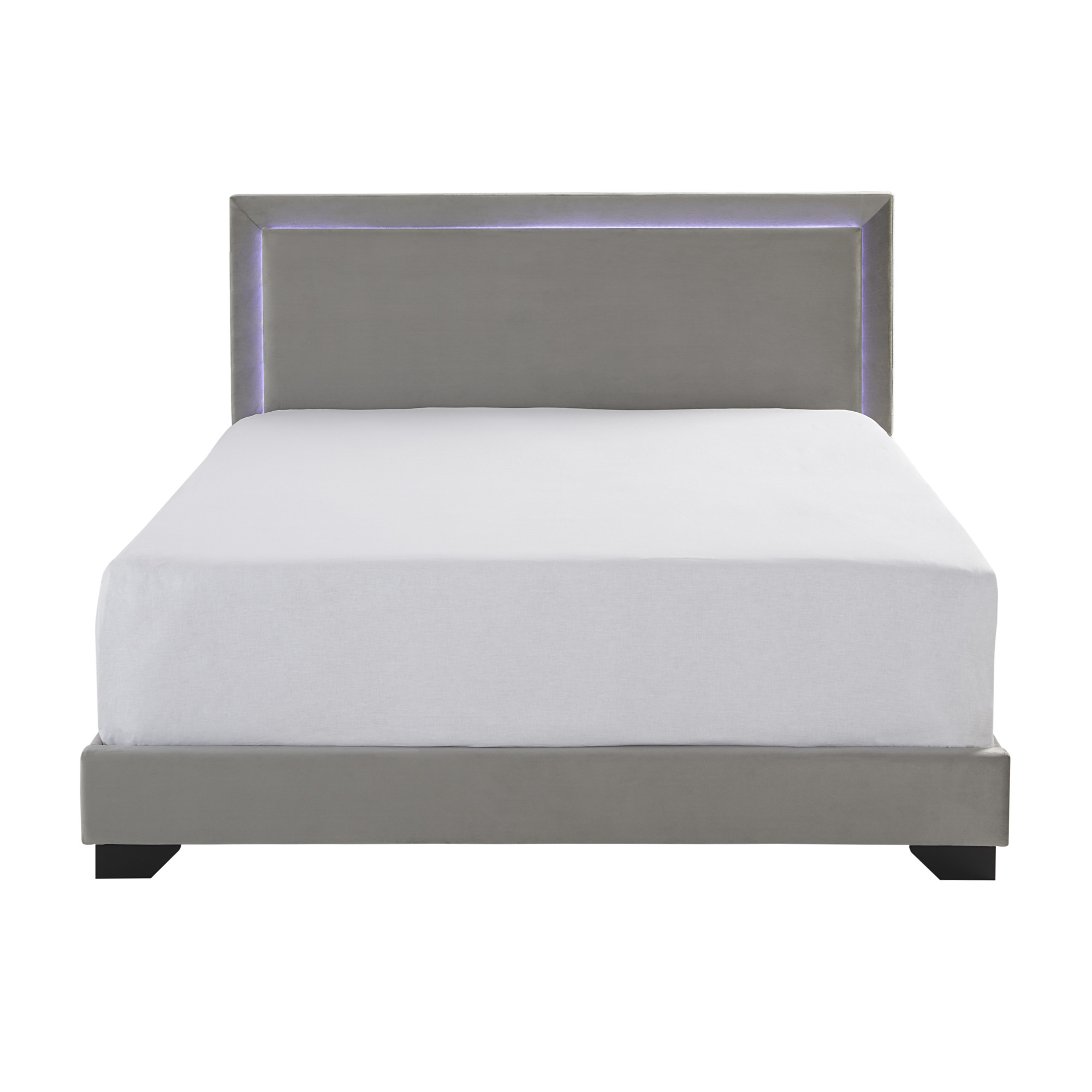 Anchorage Upholstered Queen Bed with LED Lights and USB, Platinum - image 16 of 17