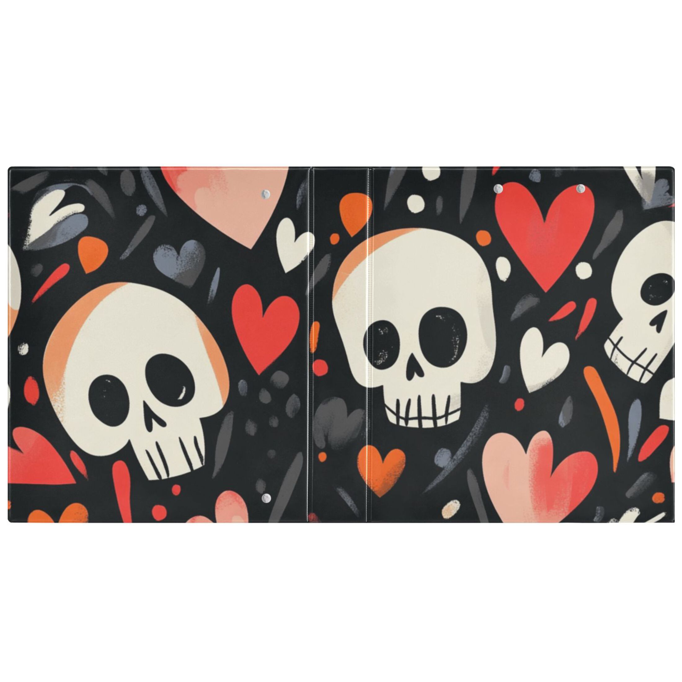 Skulls and Hearts 3 Ring Binders 1.5 inch Hardcover File Folders with Interior Pockets A4 Size Organizer for School Office Hospital