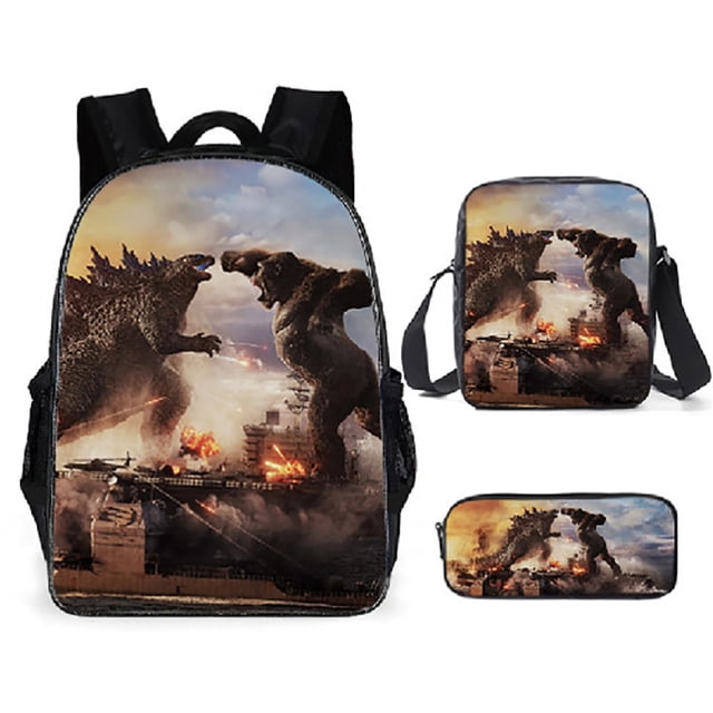 Godzilla Vs King Kong Schoolbag, Student Backpack, Godzilla Vs Kong Three-Piece Backpack-Youyoupin