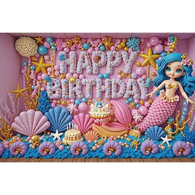 Childr's Birthday Party rations Backdrops Unicorn Mermaid Butterfly Gifts Background Baby Child Photoz