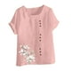 thumbnail image 4 of Vestidos Casuales Para Mujer, Blusas De Mujer De Moda Blusa informal de lino con cuello redondo, manga corta y botones para mujer, 4 of 4