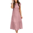 thumbnail image 2 of Qiylii Women Solid Color Summer Corset Dresses, Round Neck Short Fly Sleeve Pleated Chest Cake Skirt Garment Dress, 2 of 6