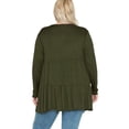 thumbnail image 3 of Pastel by Vivienne Women's Open Front Tiered Cardigan Plus Size Olive XX-Large, 3 of 3