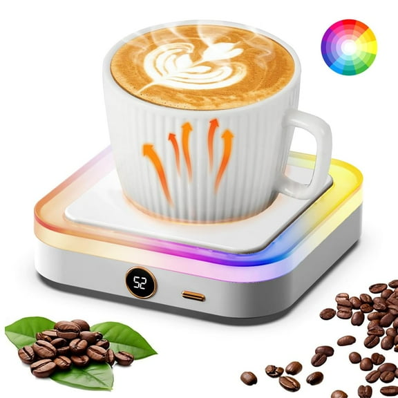 MATN Coffee Cup Warmer,Mug Warmer for Desk with 7 Color Lights,3 Temperature Fastest Heating USB Coffee Mug Warmer,Smart Cup Warmer for Heating Coffee, Milk, Beverage, Candle Jar