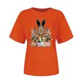thumbnail image 3 of UPPADA Femmes Heureux Easter T-Shirt Bunny Lapin Graphique T-Shirt Manche Courte Drôle Lettres Imprimées Chemises Manche Courte Col Rond Tuniques Hauts Orange,P, 3 of 5