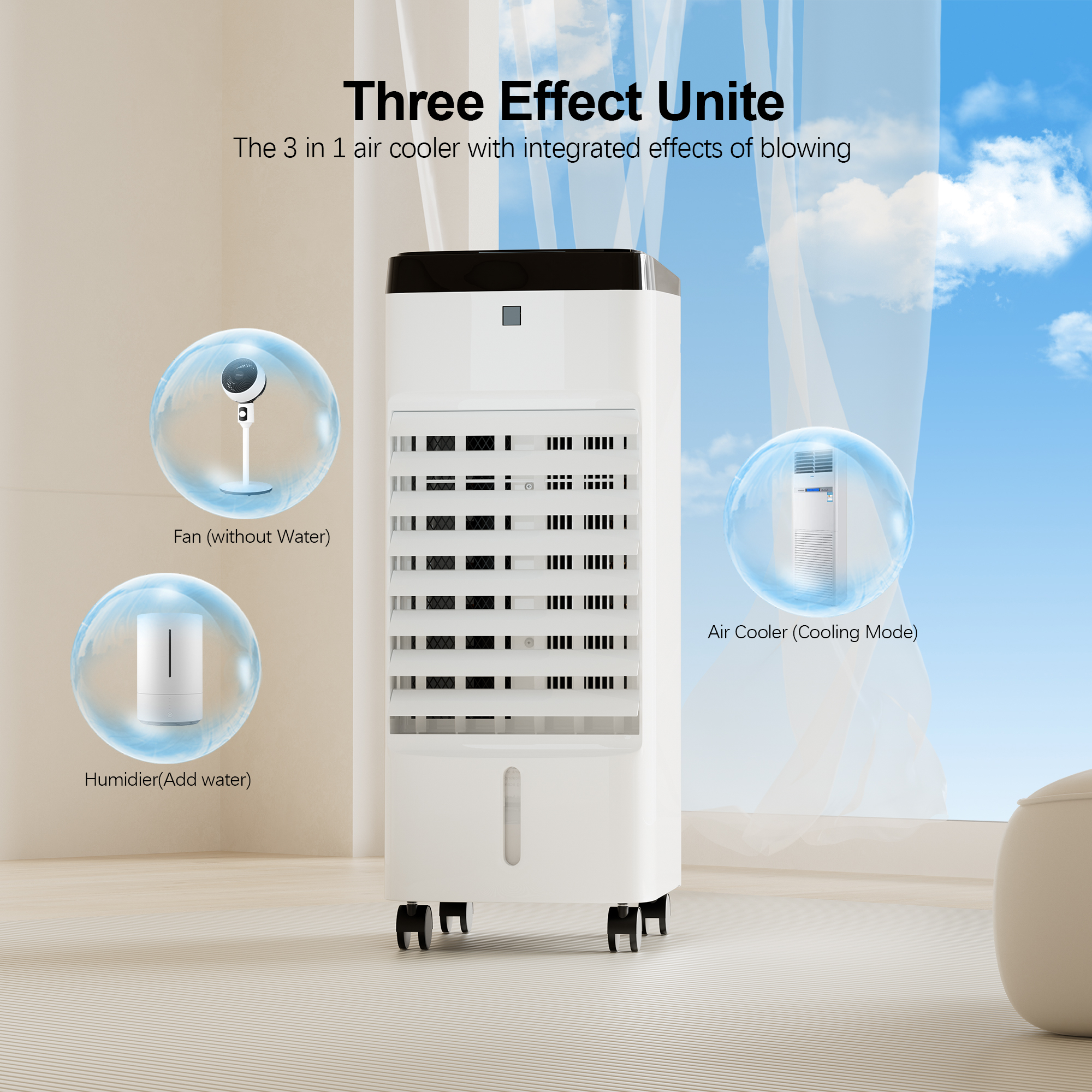 UTHFY 3 Speed 3-in-1 Remote Evaporative Air Cooler for 450 sq ft, White