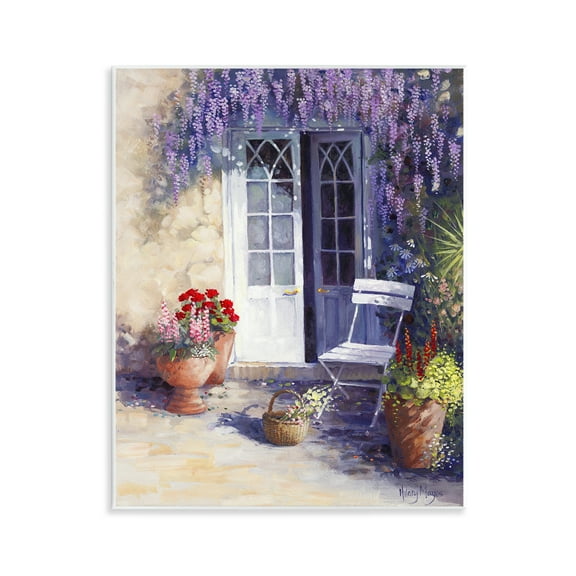 Stupell Industries Blooming Lavender Doorway Buildings & Architecture Painting Unframed Art Print Wall Art, 11 x 14