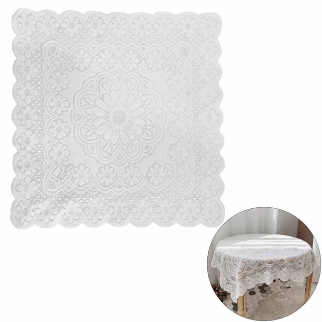 (Especificación de 1 pieza: 90 * 90 cm) Mantel de encaje blanco