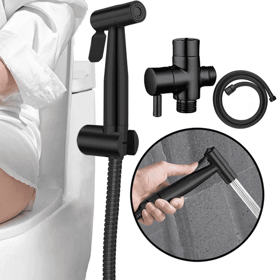 PHANCIR Handheld Bidet Sprayer for Toilet, Stainless Steel Bidet Attachment for Feminine Wash, Black