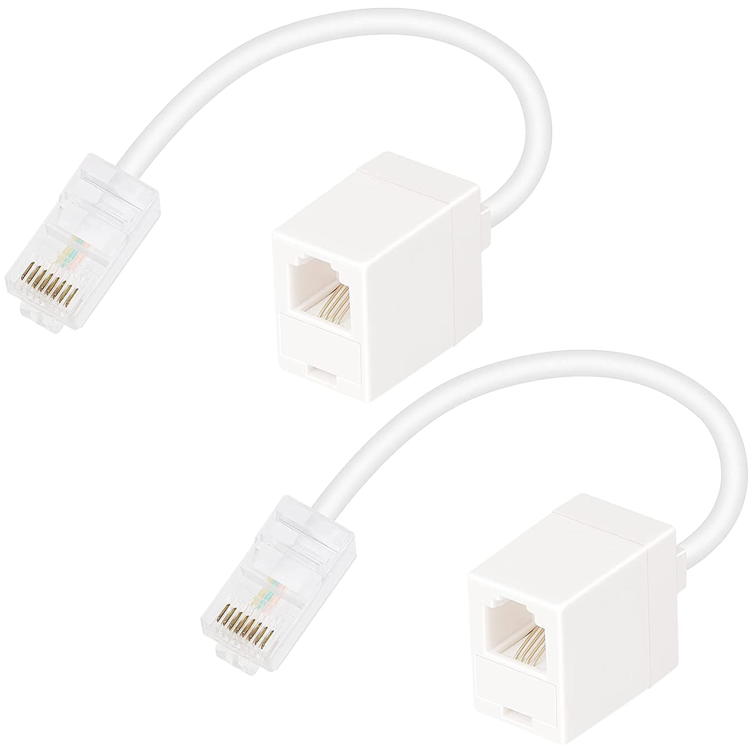 2 Pack RJ45 to RJ11 Converter Adapter Connector Cable, RJ11 6P4C Female
