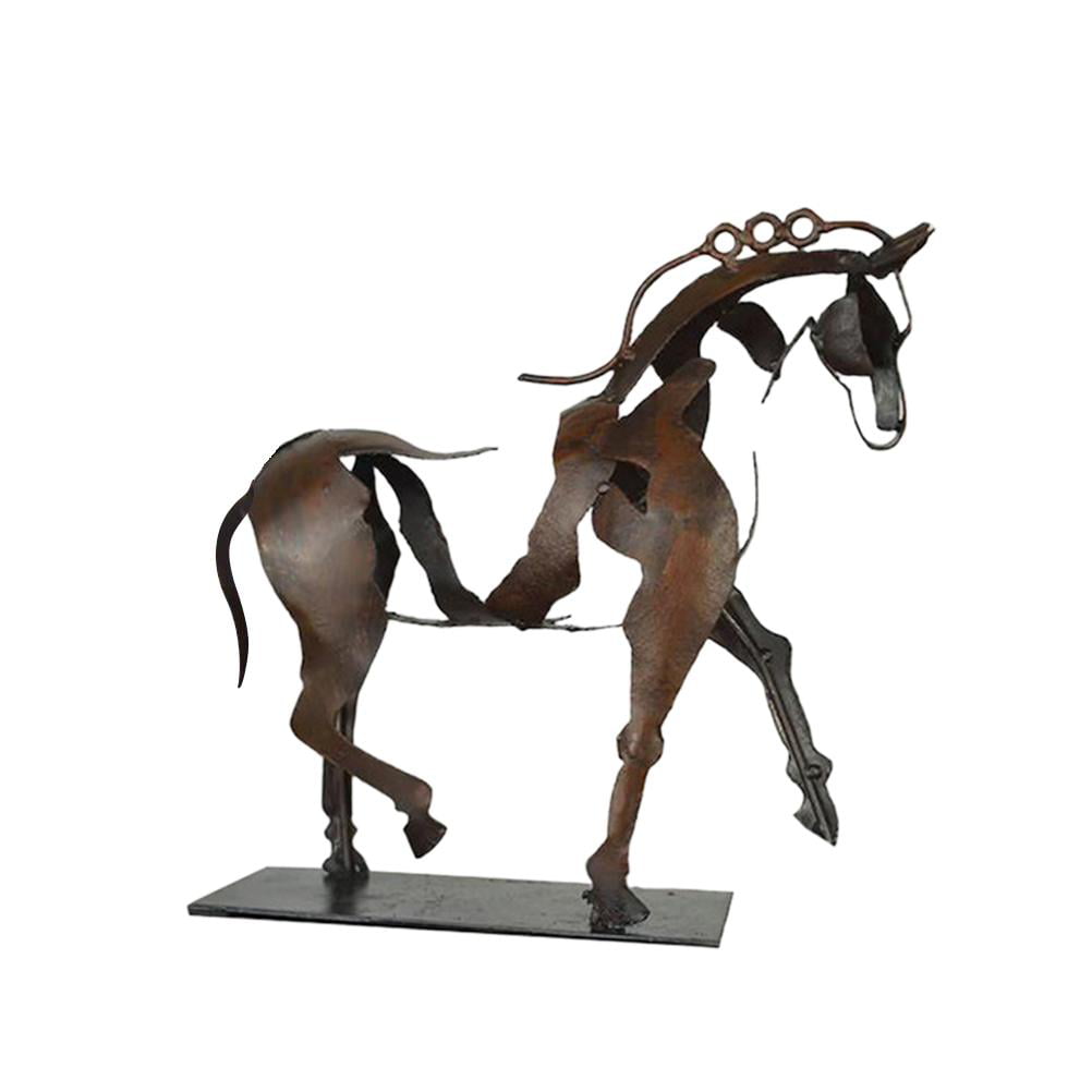 Metal Horse Sculpture Decor Home Office Horse Statue Crafts Ornaments 