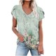 thumbnail image 2 of ICHUANYI Clearance Fashion Women's Summer V-Neck Short Sleeve Print Casual T-shirt Blouse(Light Blue, XL) ICHUANYI WER2023081507277, 2 of 4