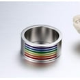 thumbnail image 3 of PAMTIER 10mm Unisex Stainless Steel Simple Classic Rainbow Stripe LGBT Gay & Lesbian Pride Signet Ring Eternity Lover Wedding Band Silver Size 11, 3 of 6