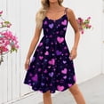 thumbnail image 4 of Women Valentines Day A Line Dress with Adjustable Spaghetti Straps Vintage Inspired Fit and Flare Summer Sundress Purple XL, 4 of 4