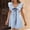 A414 Blue, variant on Women's Elegant Summer Mini Pleated Dress Deep V-Neck Flutter Sleeve Ribbon Tie Waist A-Line Baby Doll Dress Chic Lightweight Vertical Striped Party Apparel