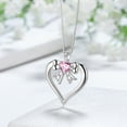 thumbnail image 3 of Love Heart Bow Necklace October Birthstone Pendant Pink Tourmaline Sterling Silver Women Valentine's Day Gifts for Her Juwaliy, 3 of 8