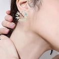 thumbnail image 3 of 2 pairs of Trendy Leaf Ear stud Formal Earring for Women Wedding Bride Prom, 3.7*3.5cm, 3 of 5