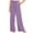 Purple, variant on AOOCHASLIY Women 2023 Pants Women Casual Solid Cotton Linen Drawstring Elastic Waist Long Wide Leg Pants